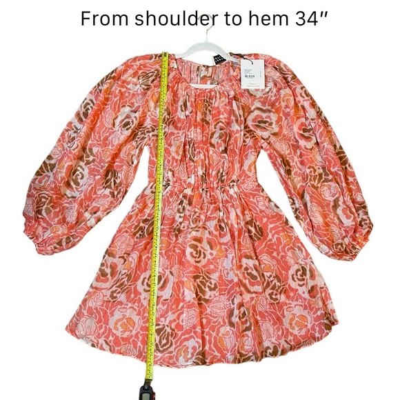 NWT Tanya Taylor’s Balloon Sleeve York Minidress. Color Guavm Multi. Size 0 - Picture 11 of 16